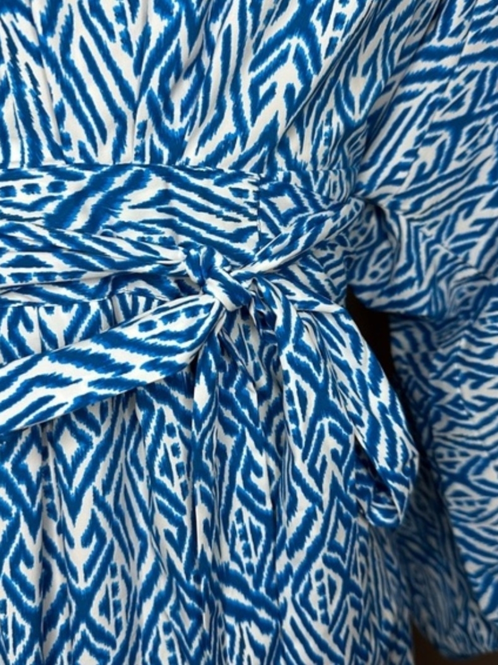 Coolibar Women's Blue Ikat Print Swim Cover-Up Dress - Size Medium - Picture 4 of 13